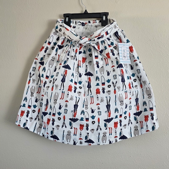 Tulip B Dresses & Skirts - White Circle Skirt with Multicolor Novelty Print